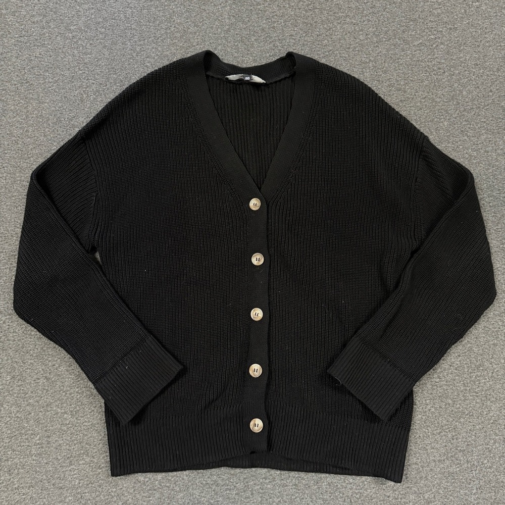 Hudson Los Angeles Cardigan Womens Medium Black Excellent Ribbed V-Neck